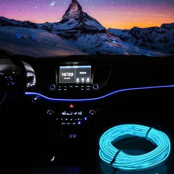3/5m Masina Neon EL-Wire Decor Banda Neon Flexibil Banda LED Lumina Bricheta Impermeabil Auto de Iluminat Interior