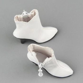 3 culori rosu alb negru 1:6 Cifra de sex Feminin Pantofi Model, Fata de 1:6 de sex Feminin cu Fermoar Scurt, Cizme, Pantofi cu Toc inalt din Piele Figura