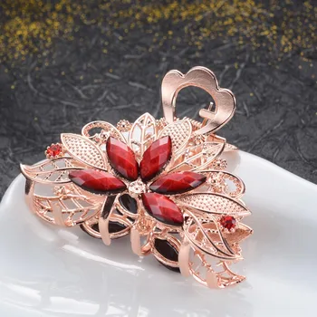 3 de Culoare Stras Rășină Floare de Păr Gheare Fete Ornamente de Păr de Nunta Cadouri de Aur-Metal de culoare de Păr Crab Clip Femeile Păr Bijuterii