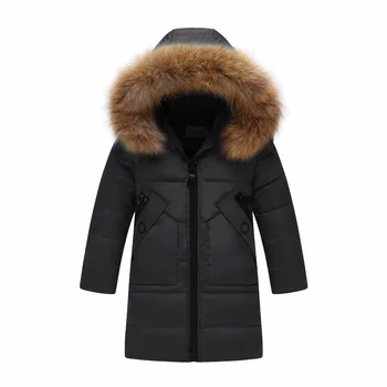 -30 de grade copii jacheta de iarna pentru fete Îngroșa blana cu Gluga pentru Copii hanorac baiat jacheta Haine Lungi de bumbac Jos snowsuit îmbrăcăminte exterioară