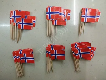 300Pcs Ambalate Norvegia Scobitoare Steaguri norvegiană Tort Alimente Scobitori Cupcake cu Fructe Bețișoare de Cocktail Decor Scobitoare Pavilion