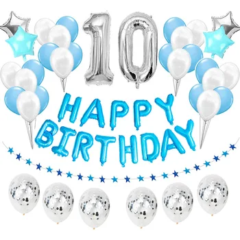 38pcs Număr de 10 Baloane Folie 10 Ani Fericit Ziua de nastere Decoratiuni de Partid Zece 10 Băiat Fată de-a Zecea Supplie Aniversare
