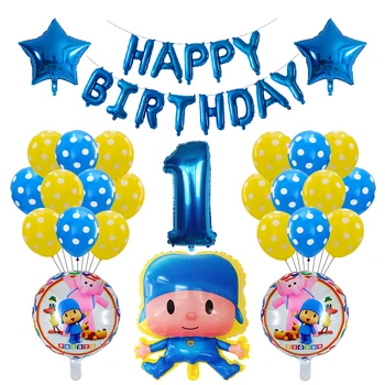 39pcs Pocoyo Baloane Folie 30inch Număr de Baloane Fată Băiat Ziua de naștere Partidul Decor Desene animate Balon Latex Consumabile Cadou Globos