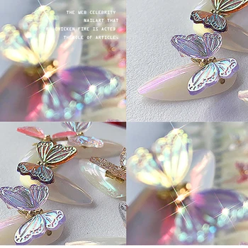 3D Zbura în Mișcare Fluture Nail Art Strasuri Acrilice Fluture se Agită Aripa de Cristal Aurora Unghii Bijuterii Decoratiuni de Arta Unghiilor H&*