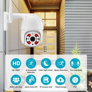 3MP 1080P PTZ Camera IP WiFi în aer liber, 4X Zoom Digital Speed Dome cu Două sensuri Audio AI Omului Detecta DIY de Alarmă fără Fir de Securitate CCTV