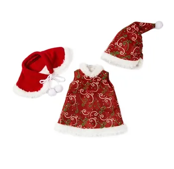 3pcs/set, Rochie+Sal+Pălărie, Noul Costum de Crăciun Pentru 43cm Papusa 17 Inch Renăscut Haine Copii