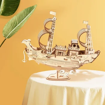 4 Stiluri de Epocă Navigatie Navă de Croazieră Barca de Pescuit Model 3D Puzzle din Lemn asamblate manual Cadou de Ziua Jucării Creative