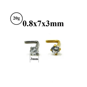 40 de Piese Nas Stud Piercing Anodizat de Aur în Formă de L de Nas Inel Penis Set de 2mm,3mm Zirconiu Nas Bijuterii 20g 18g