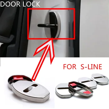 4buc de Styling Auto Door Lock Acoperire Embleme Caz pentru Audi A6 C6 C7 A1 A3 A4 B5 B6 B7 B8 A5 C5 A7 TT T3 T2 Q5 Q7 quattro
