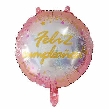 50pcs 18inch cu Laser Rotund Feliz Cumpleanos spaniolă Petrecere de Aniversare Fericită Mylar Folie, Baloane cu Heliu Baloes Aer Globos Consumabile