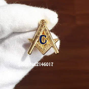 50pcs Personalizate Insigna pentru Semenii Cadou Pătrat Busola Pin Rever Ambarcațiuni de Metal Masonice Gratuit Zidari Email Ace si Brosa
