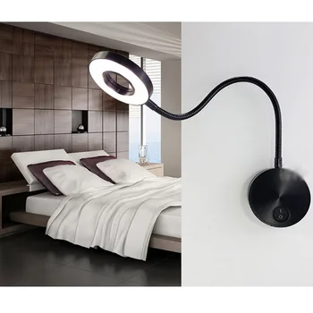 5W Argint Negru LED Furtunuri Lampă de Perete Flexibil Home Hotel Lectură pe Noptieră Lumina de Perete Moderne de Moda Cartea Lumini de Aluminiu Becuri cu LED-uri