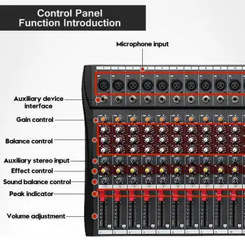 6/8/12/16 Canal Mixer Audio 6 Moduri de Muzică bluetooth USB Consolă de Amestecare Amplificator Redarea pe Calculator Phantom Power Efect