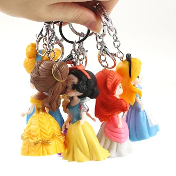 6 buc/set Princess Versiune Q Figura Alba ca Zapada, Belle PVC Papusa Drăguț Breloc cu Pandantiv Model de Jucărie Cadou pentru Fata