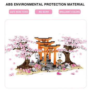 647pcs City Street View Idee Sakura Inari Shrine Cărămizi Prieteni Cherry Blossom Creator Casa Copac Blocuri Jucării și Cadouri