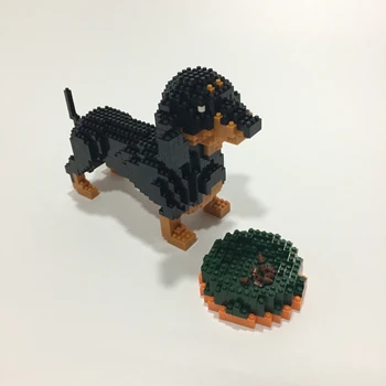 6618-2 Teckel Negru Câine Animal de Companie 3D Model 898pcs DIY Diamond Mini Constructii Blocuri Mici Cărămizi de Jucărie pentru Copii fără Cutie