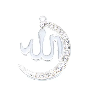 6pcs arabă Colier Femei de Aur Musulmane Islamice, Allah Bijuterii Farmec Luna Pandantiv Cristal Religie Colier Pandantiv Accesorii