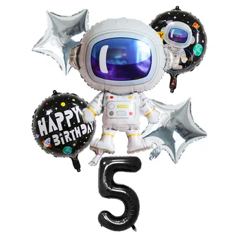6Pcs Spațiu Petrecere Astronaut Baloane Număr Baloane Folie 1st Birthday Party Boy Petrecere de Aniversare pentru Copii Decor Heliu Globals