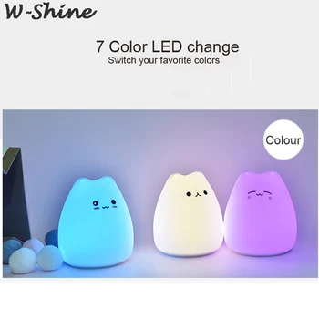 7 Color Schimbarea LED Lumina de Noapte de Vis Pisica Drăguț Lămpi de Noapte Pentru Copii Dormitor Decora Birou de Lumini Cadou Luminaria