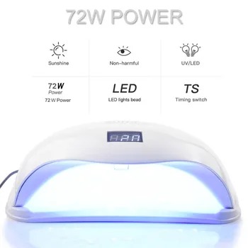 72W SUN5 Pro Lampa UV LED Lampa de Unghii Nail Dryer Pentru Toate Geluri poloneză Lumina Soarelui Infraroșu de Detectare 10/30/60 Timer Inteligent Pentru Manichiura