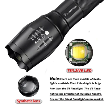 7500 LM Lanterna XP-L-V6 Lanterna LED-uri Lanterna T6/L2/V6 Zoomable 5Modes Lanterna LED Lanterna Lanterne de Camping De 18650