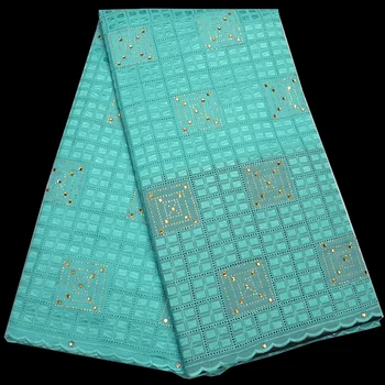 8 culori (5yards/pc) pietre fix Elvețian voile dantela tesatura de menta verde din Africa de bumbac dantela tesatura pentru rochie de petrecere CLP108