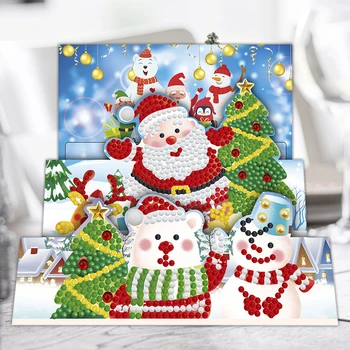 8pcs DIY Diamant Pictură Felicitare Mozaic Moș Crăciun cărți Poștale de Crăciun Kit de Broderie Ziua de nastere Cadou de Crăciun
