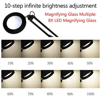 8X Ochelari Lupa Lampa LED 3 Culori Moduri de 10 Luminozitate 20cm DIY Lipit Suport de Sudare Instrument de Reparații Instrument de Frumusete de îngrijire a Pielii