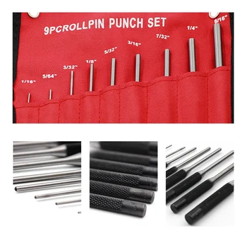 9Pcs Oțel Multi Dimensiune Cap Rotund Ace Pumn Set de Prindere Roll Ace Punch Tool Kit Profesional Gol End Starter Pumn Dalta