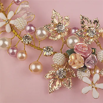 A Crescut Păr Bijuterii Pearl Cristal Flori Tiara Inele Lucrate Manual Pentru Mirese Bentițe Ornamente De Păr De Nunta Petrecere
