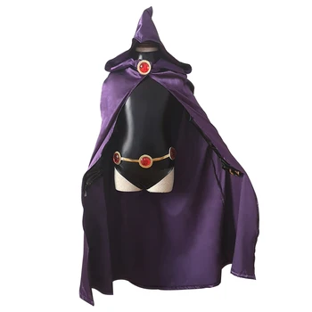 Adult Teen Titans Anime Raven Costume Cosplay Salopete+Pelerina+Curea Petrecere De Halloween Costum Bal Mascat