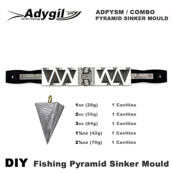 Adygil DIY Pescuit Piramida Sinker Mucegai ADPYSM/COMBO 1oz, 2oz, 3oz, 1.5 oz, 2.5 oz 5 Cavități
