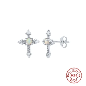 AIDE Vintage Crucea Cristale de Zircon Cercei Stud pentru Femei, Bărbați, Fete Nunta Cercei Piercing Argint 925 Pendientes