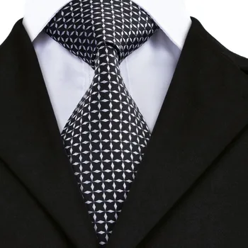 Alb-Negru Carouri Lega Batista Butoni Seturi pentru Bărbați Cravate de Mătase pentru bărbați Formale Petrecere de Nunta Mirele SN-527