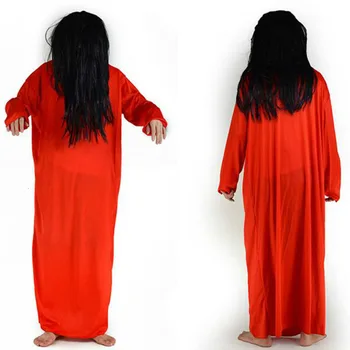 Alb Roșu Solidă Plus Dimensiune Femei Rochie Sadako Mascat de Halloween Costume Înfricoșătoare cu Peruca Mireasa Teroare Halat de Rochie pentru Femei