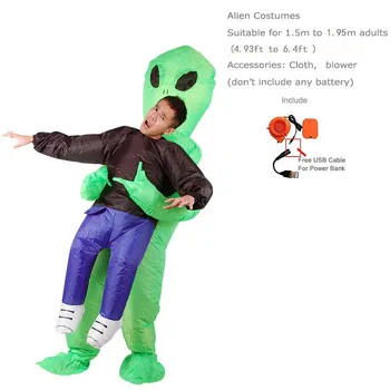 Alien Gonflabile Extraterestre Costume pentru Om fantasia adulto Monstru Înfricoșător Extraterestru Verde Partid costum de Halloween pentru adulti