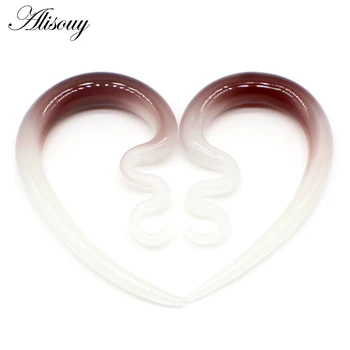 Alisouy 2 buc 6/8/10mm forma de Ureche cârlig de Sticlă Colorată Femei Ear Expander Plug Tuneluri de Carne Targă Cercel Piercing Bijuterii