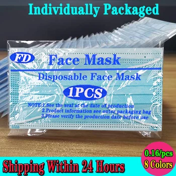 Ambalate individual, Mască de Unică folosință, 3-strat de protecție măști de Față Masca Gura Non-Țesute de Unică folosință Anti-Măști de Praf Clema Masca
