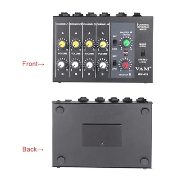 Ammoon AM-228 Audio Mixer de Sunet Ultra-compact Zgomot Redus 8 Canale Mono Stereo de Sunet de Amestecare Consola cu Cablu Adaptor de Alimentare