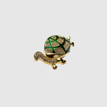 Amorita de tip boutique de design verzi de broască țestoasă Broșe