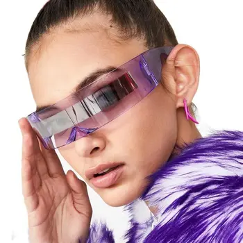 Amuzant Futurist Înfășurați în Jurul Monob Costum de ochelari de Soare Mască de Noutate Ochelari Petrecere de Halloween Inel Decor UV400 Ochelari
