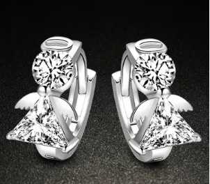Angel Stud Cercel Cercei Moda Argint 925 Cristal Cercei pentru Femei Nichel Gratuit en-Gros Bijuterii