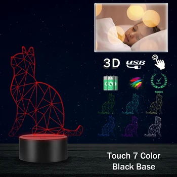 Animale Pisica 3D Lampa de Iluminat cu LED-uri RGB USB de Spirit Lumina de Noapte pentru Copii Multicolor Prieten Copil Cadou de Crăciun Lava Decor Romantic