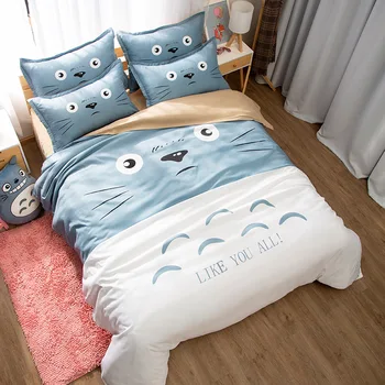 Anime-ul japonez Cat Noroc Vecinul Meu Totoro Kawaii Set de lenjerie de Pat Twin Regina King Carpetă Acopere lenjeria de pat pentru Copii, Băieți și Fete