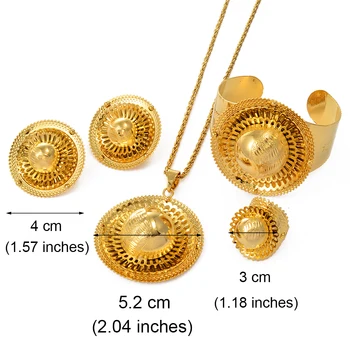 Anniyo Elemente Noi Etiopian set Bijuterii Colier Cercei Brățară Inel de Aur de Culoare din Africa de Mireasa din Eritreea Cadou #058402