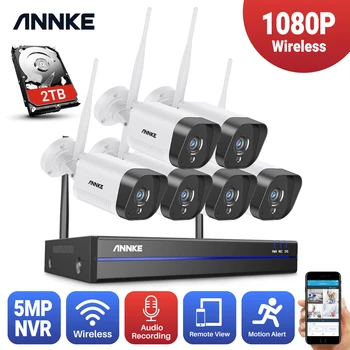 ANNKE 2MP 1080P Sistem CCTV 8ch HD NVR Wireless Kit 2TB HDD de Exterior IR Noapte Viziune IP Camera Wifi Sistem de Securitate CCTV Kit