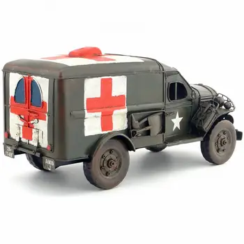 Antic clasic model de mașină statele UNITE ale americii ARMATA CAMION tablă cositorită manual mașini de salvare camion de cruce roșie