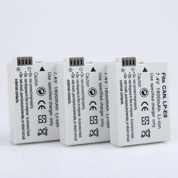 AOPULY 3Pcs LP-E8 LP-E8 LPE8 Camera Baterie pentru Canon EOS 550D 600D 650D 700D kiss X4 X5 X6i X7i T3i Rebel T2i T4i T5i Baterii