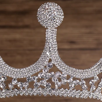 Argint Culoare De Păr Bijuterii Femei Plin De Cristal Stras Tiara Coroana Regina Printesa Diademă De Mireasă Ornamente De Păr De Nunta Concursuri