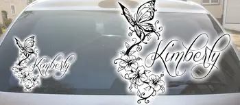 Autocolant Auto Hibiscus Fluture Nume Personalizat Decal